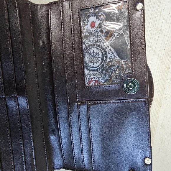 Elegant Brown Leather Women's Purse Clutch Organizer - Picture 7 of 16